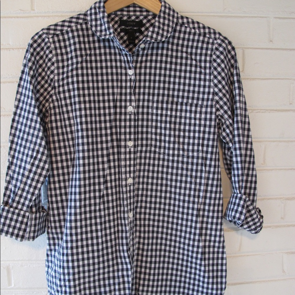 Jcrew navy & white button front shirt size 6